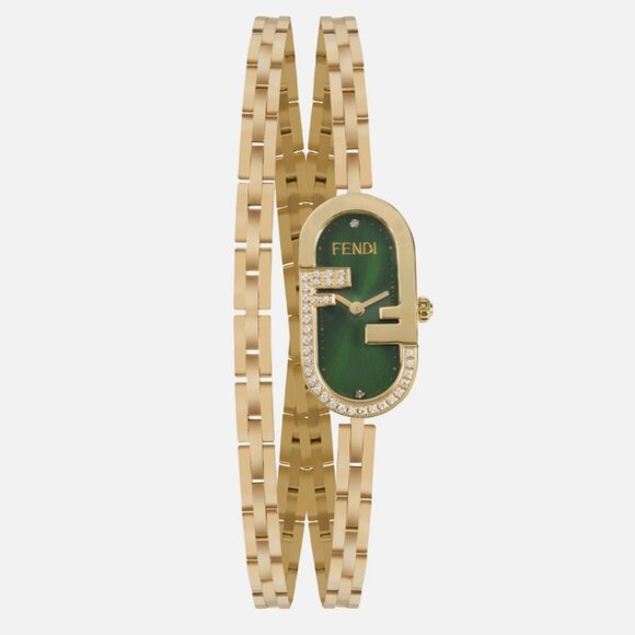 Fendi Womens Gold Green Dial Bracelet Fashion Watch - Picture 1 of 3